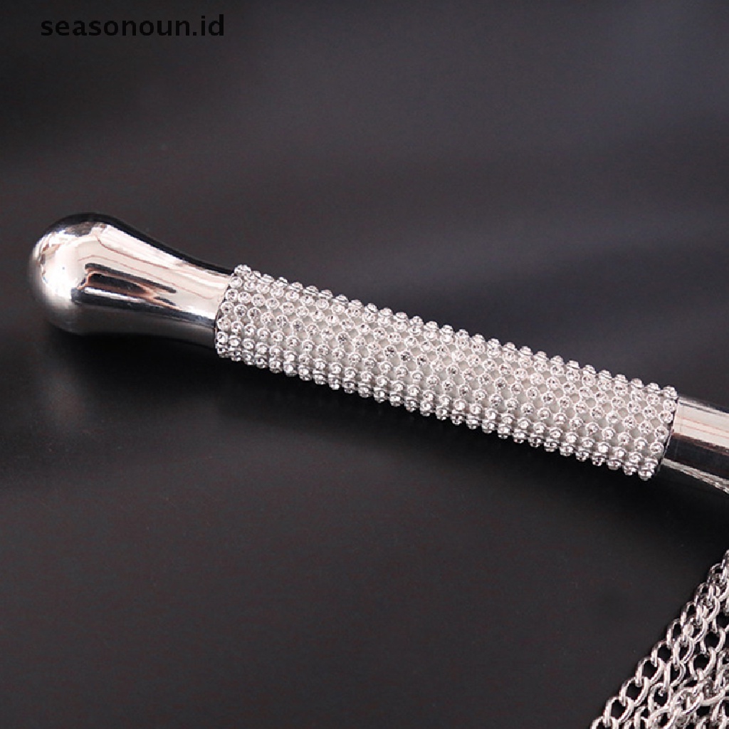 (seasonoun) Cambuk Kuda Bahan Metal Alloy Dengan Rantai Rumbai + Gagang Kristal
