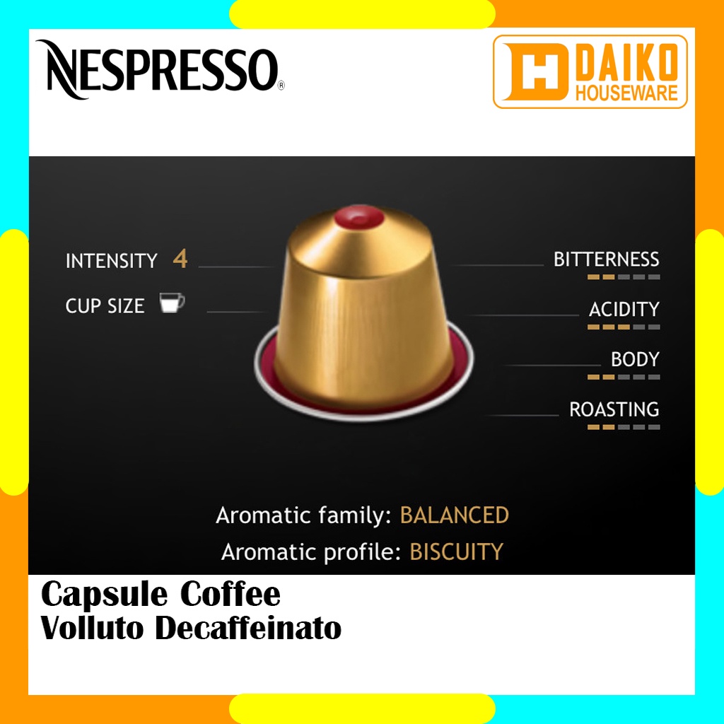 Capsule Nespresso Volluto Decaffeinato Original Nestle 1 Pack - Coffee Espresso Kopi Kapsul Expired Panjang