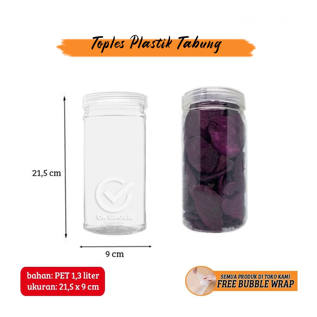Pusat Grosir Toples Tabung Pet 1,3 Liter Untuk Snack Kue Kering Kripik (1 Pcs) N1j86WHgK8QYV