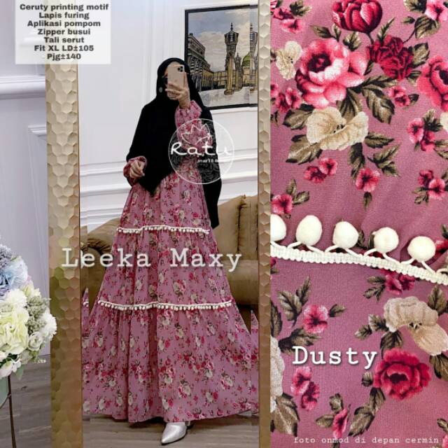LEEKA MAXY gamis busui bahan ceruty printing ORI RATU