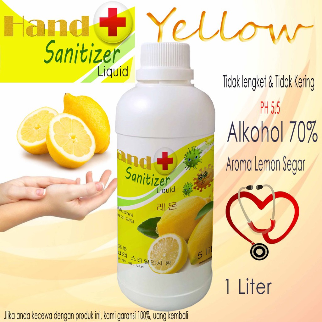 best seller lemon hand sanitizer cair | hand sanitizer 1 liter | hand sanitizer 500ml varian(OC)