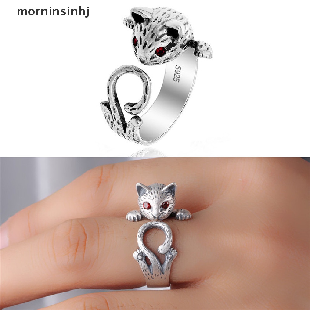 Mornin Cincin Terbuka Adjustable Model Kucing Boho Vintage Untuk Wanita