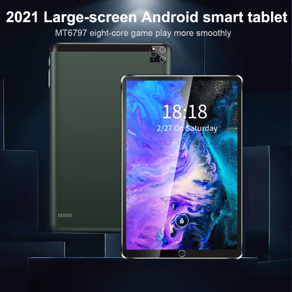 COD Tablet PC Hot Sale Android Layar Besar Tablet PC Layar Penuh Layar HD 12GB + 512GBGB Sistem Android WiFi Koneksi Bluetooth Dual SIM Harga Rendah 5G Tablet Pembelajaran Online