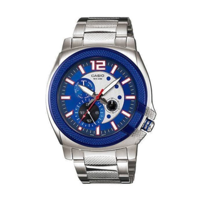 SALE#CASIO MTP-1316D SILVER BIRU PRIA