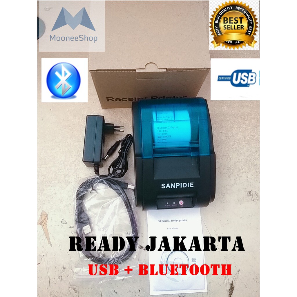 Printer Bluetooth SANPIDIE [USB+BLUETOOTH+RJ11] Printer Thermal Printer Sanpidie