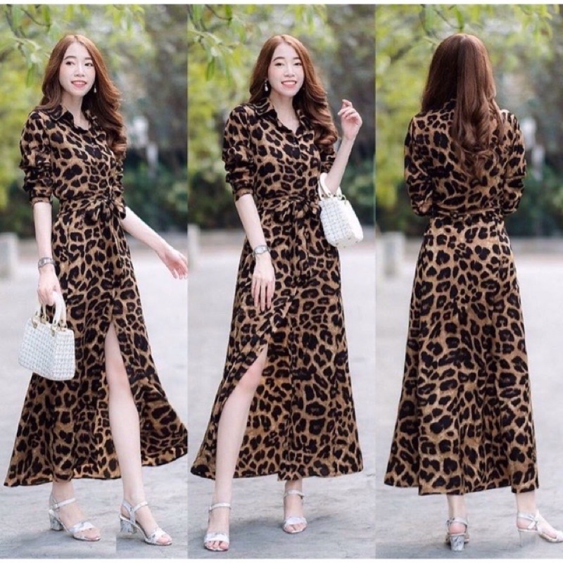 real pic gamis fashion leopard kekinian / gamis lucia / gamis leopard LD 108