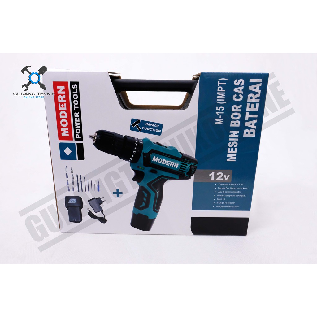 Modern M-15Impt / Bor Cordless Drill Modern M15 Impt Bor Tembok Baterai Modern 12V Modern M 15 Impt