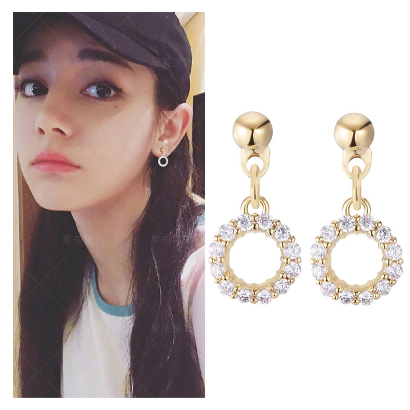 [ACKER] Anting Stud Berlian Imitasi Penuh Geometris Bergaya Untuk Wanita