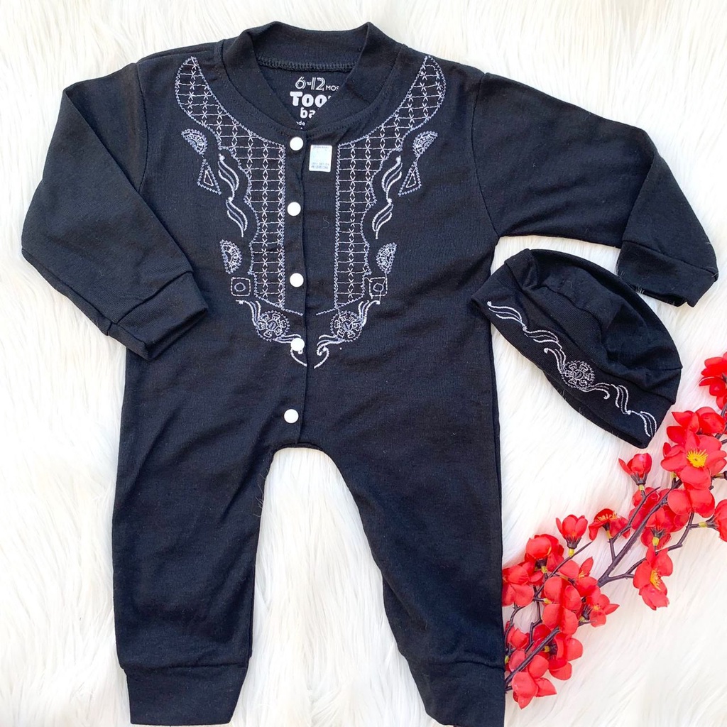 Baju romper koko warna free peci lebaran fashion anak bayi cowok laki baby boy muslim murah -ada