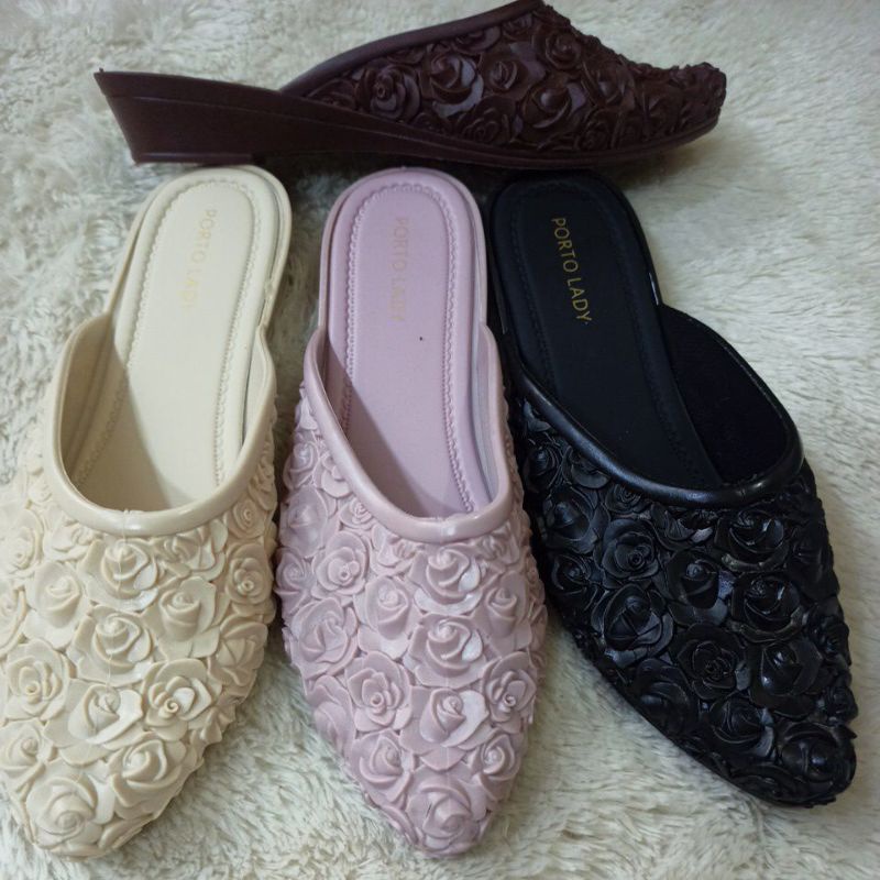 sandal slip on bustong lady porto ros rose