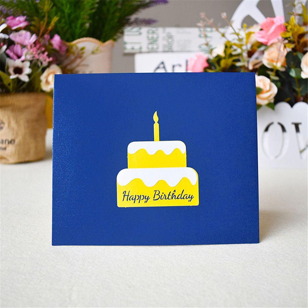 Solighter Birthday Card Gift Event Party Kartu Pos Kue 3D Dengan Amplop Kartu Ucapan