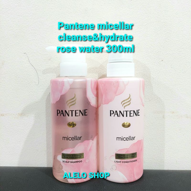 Pantene micellar rose water shampoo conditioner 300 ml cleanse hydrate scalp shampo condi 300ml pro 