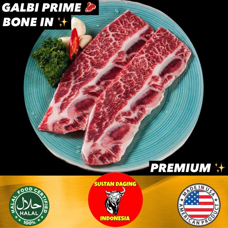 

SHORT RIBS GALBI KALBI PRIME BONE IN WAGYU PREMIUM 500 GRAM IMPORT DARI USA/GALBI KALBI PRIME RIB/ GALBI KALBI PRIME 500GR/ GALBI KALBI PRIME SHORT