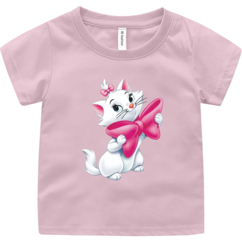 Kaos Anak Perempuan kucing Pita Baju Anak Cewek T-shirt anak Atasan Anak 2-10 Tahun