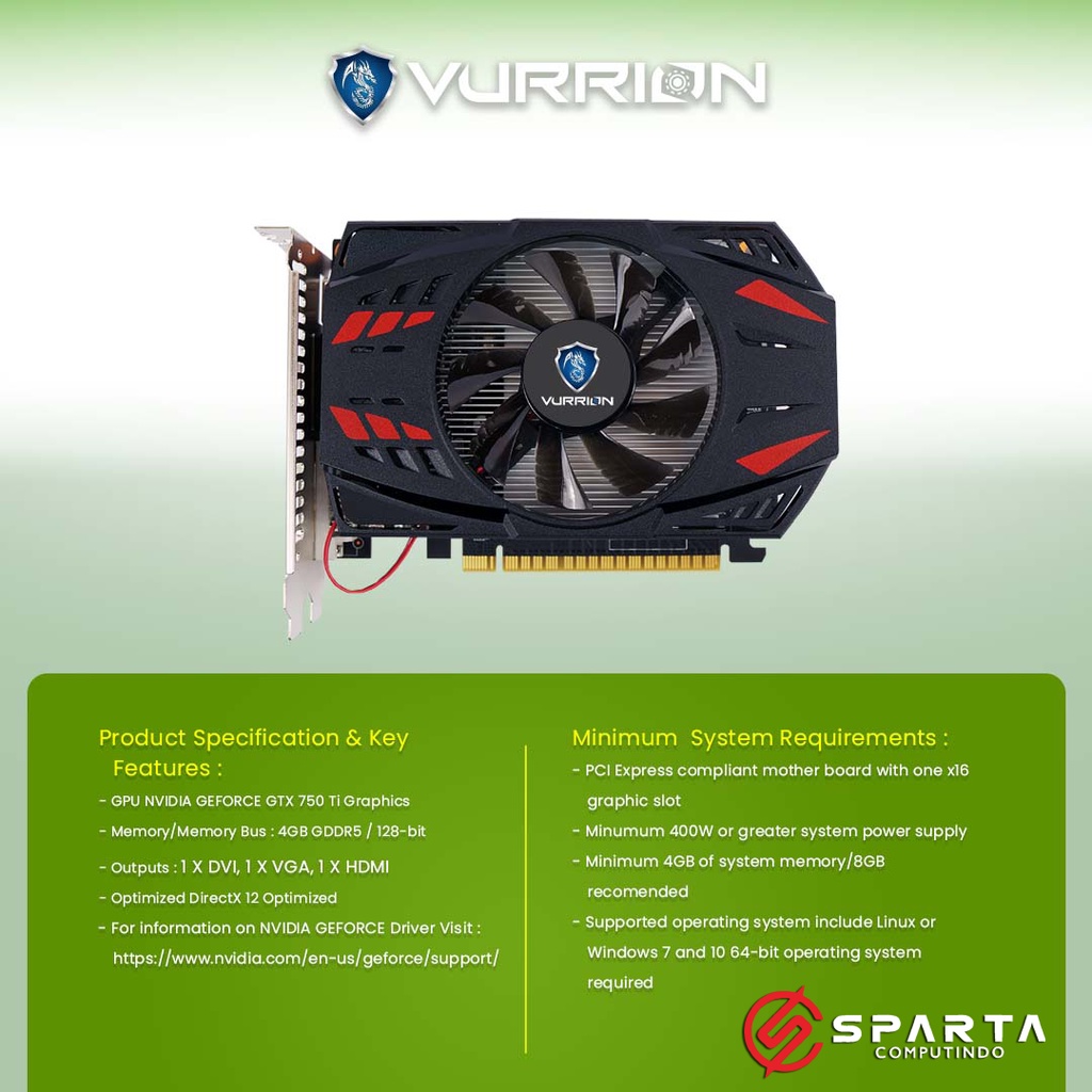 VGA Nvidia Geforce GTX 750Ti 4GB GDDR5 Vurrion New Garansi Resmi