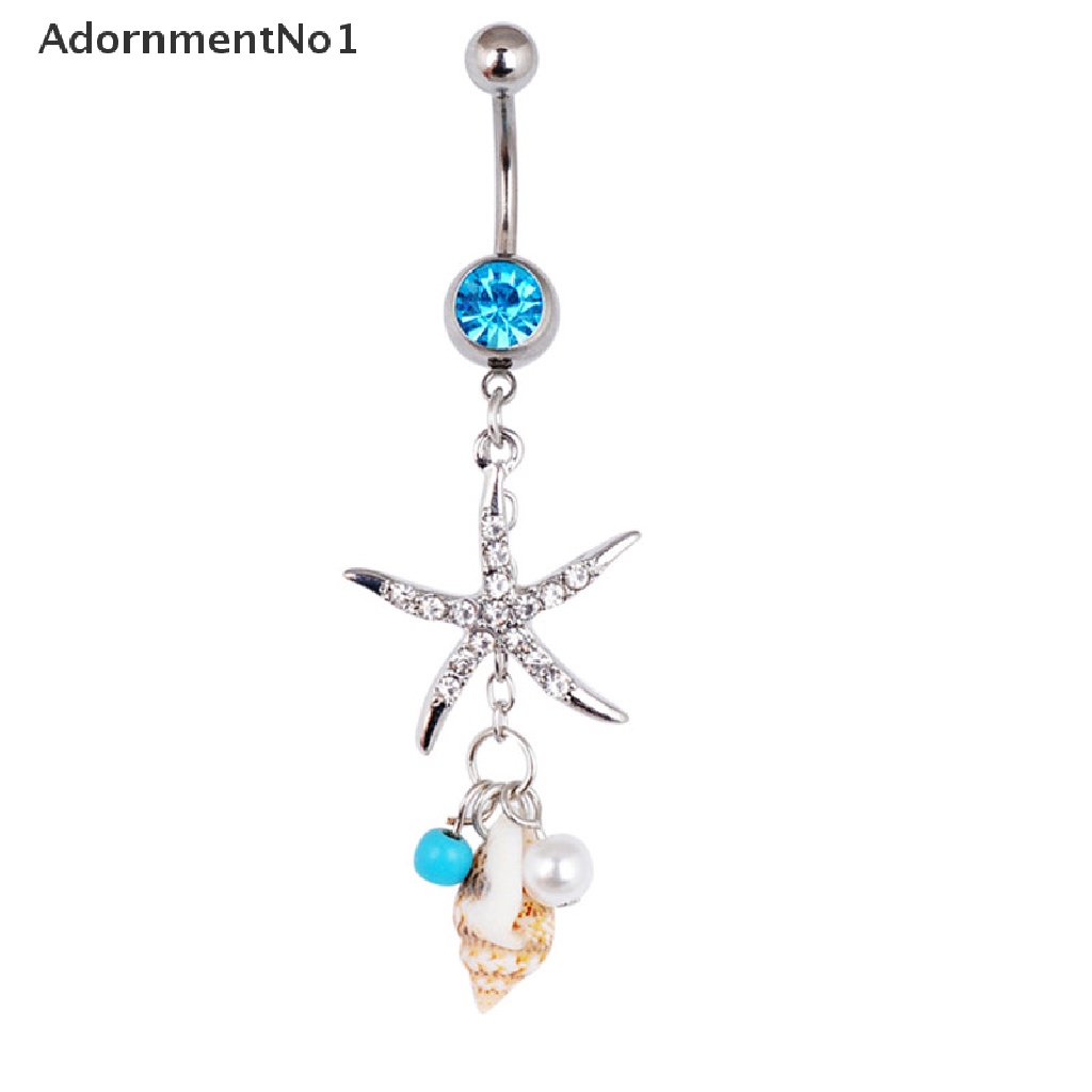 (AdornmentNo1) Anting Tindik Perut / Pusar Bahan Surgical Steel Desain Bintang Laut / Keong Hias Kristal Untuk Wanita
