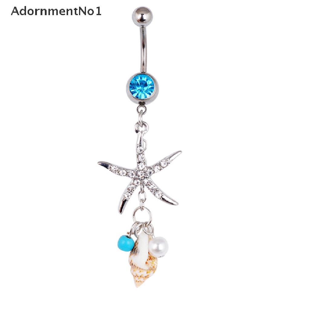 (AdornmentNo1) Anting Tindik Perut / Pusar Bahan Surgical Steel Desain Bintang Laut / Keong Hias Kristal Untuk Wanita