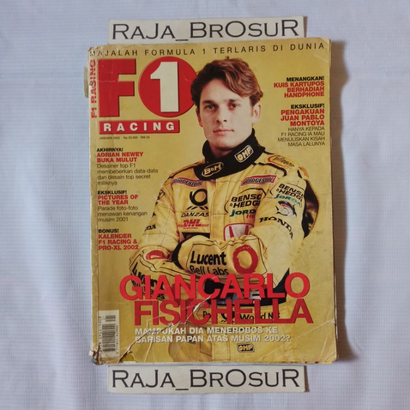 Majalah buku Formula 1/Majalah F1 Racing edisi Januari 2002 Bonus Poster Giancarlo Fisichella