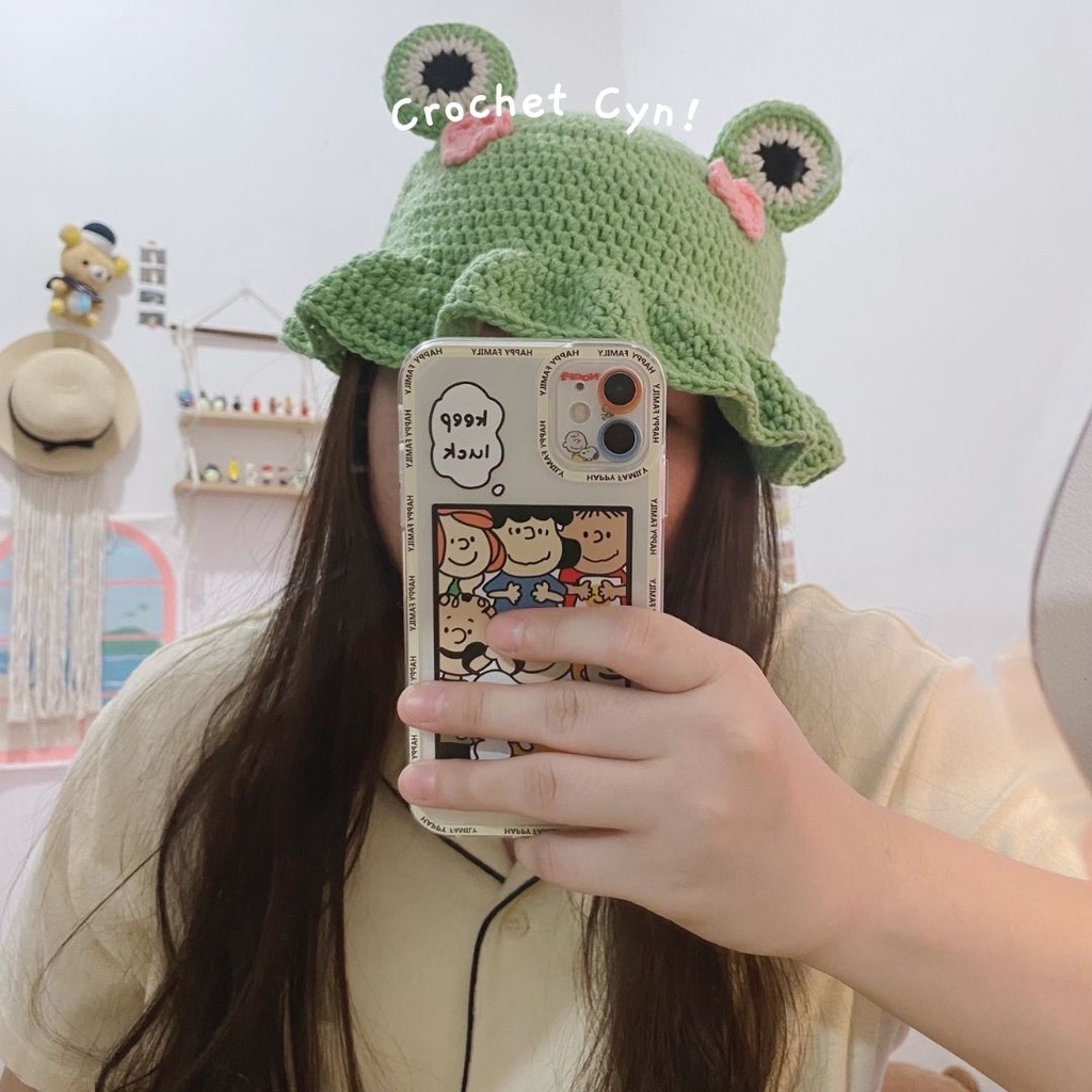 [PO] Frog Crochet Bucket Hat / Topi Rajut Kodok