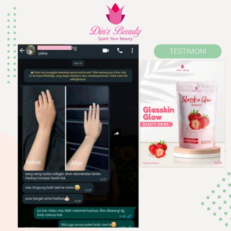 DINZ BEAUTY COLLAGEN DRINK GLASSKIN GLOW BEAUTY DRINK/MINUMAN PENCERAH