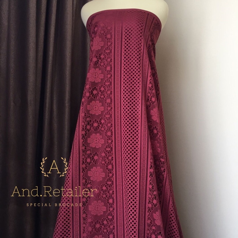 BROKAT LACE VINTAGE ROYAL WARNA MERAH MAROON