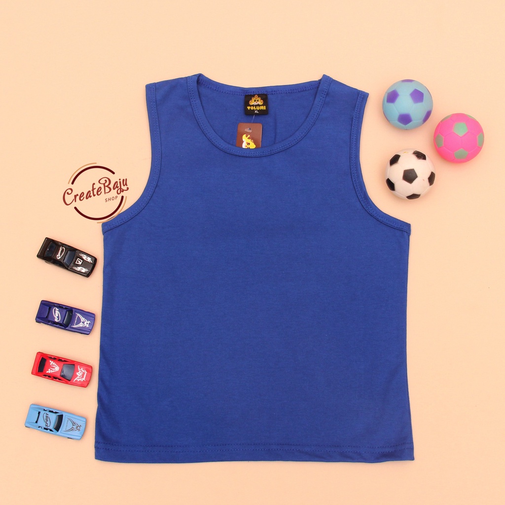 SINGLET ANAK LAKI MOTIF POLOS BIRU BENHUR BAJU ATASAN ANAK PAKAIAN ANAK LENGAN BUNTUNG FASHION TRENDY