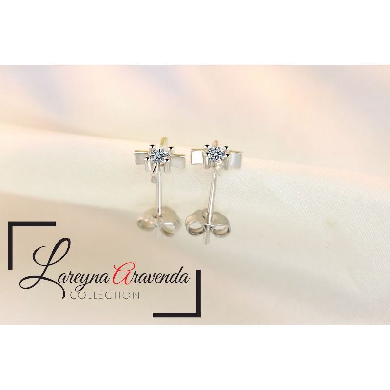 Anting Wanita Titanium Model Kilau Kristal Crystal Zirconia AT083