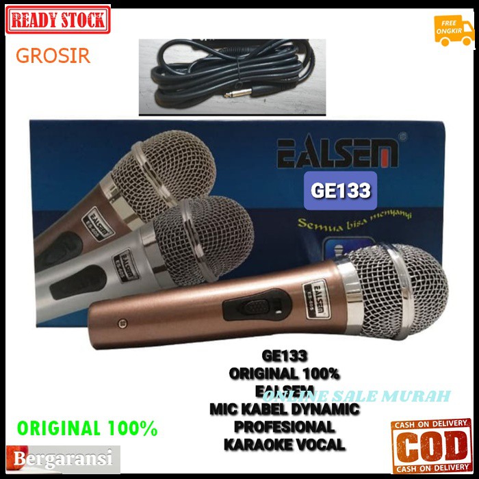 G133 Ealsem original 100% mic kabel dynamic Microphone cable karaoke mik vocal vokal profesional pro mikrophone musik music audio sistem sound system panggung dj studio G133   Tidak pakai baterai langsung colok aja  BISA DIGUNAKAN KE SEGALA ALAT AUDIO  Ba