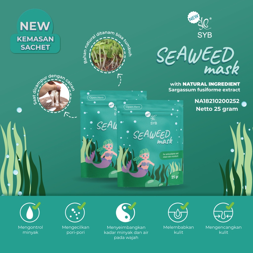 SYB Seaweed Mask Sachet Seaweed Mask Masker Wajah (VC)