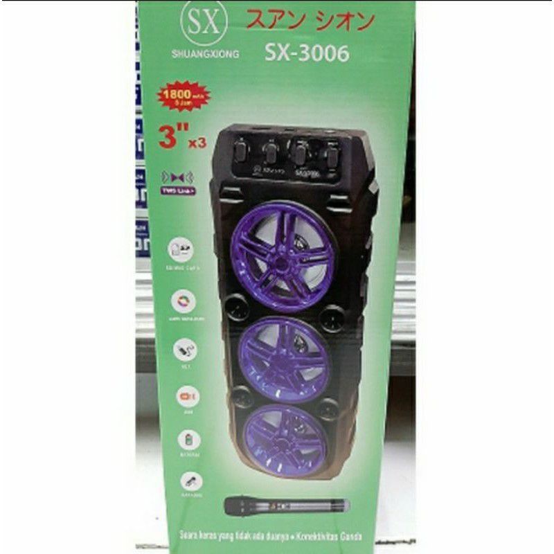 COD SPEAKER BLUETOOTH KARAOKE 3 TINGKAT SALON AKTIF SX-3006 SUPER BASS BONUS MIC - SPEAKER TERBARU SX-3006//SALON AKTIF X-BASS//SPEAKER KARAOKE//SPEAKER WIRELESS