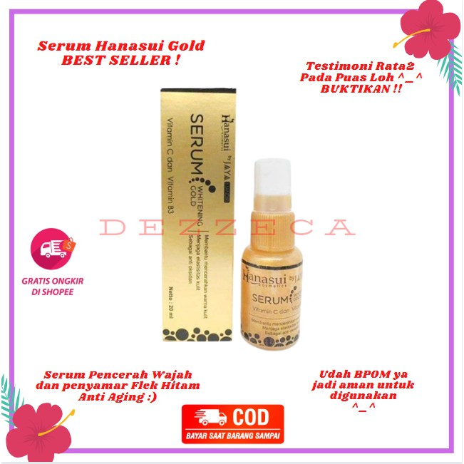 Serum Pemutih Pencerah Whitening Kulit Wajah Anti Aging Penghilang Flek Hitam Serum Gold Hanasui