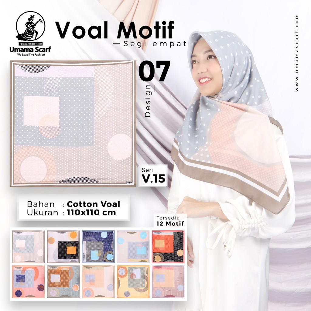 Grosir 10 Pcs Hijab Segi Empat Voal Motif 07 Bahan Cotton Voal - By Umama