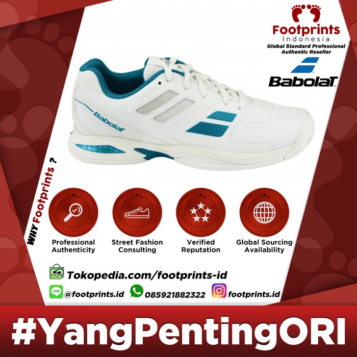 Sepatu Tenis Anak Wanita Babolat Propulse Team Junior White Blue Women