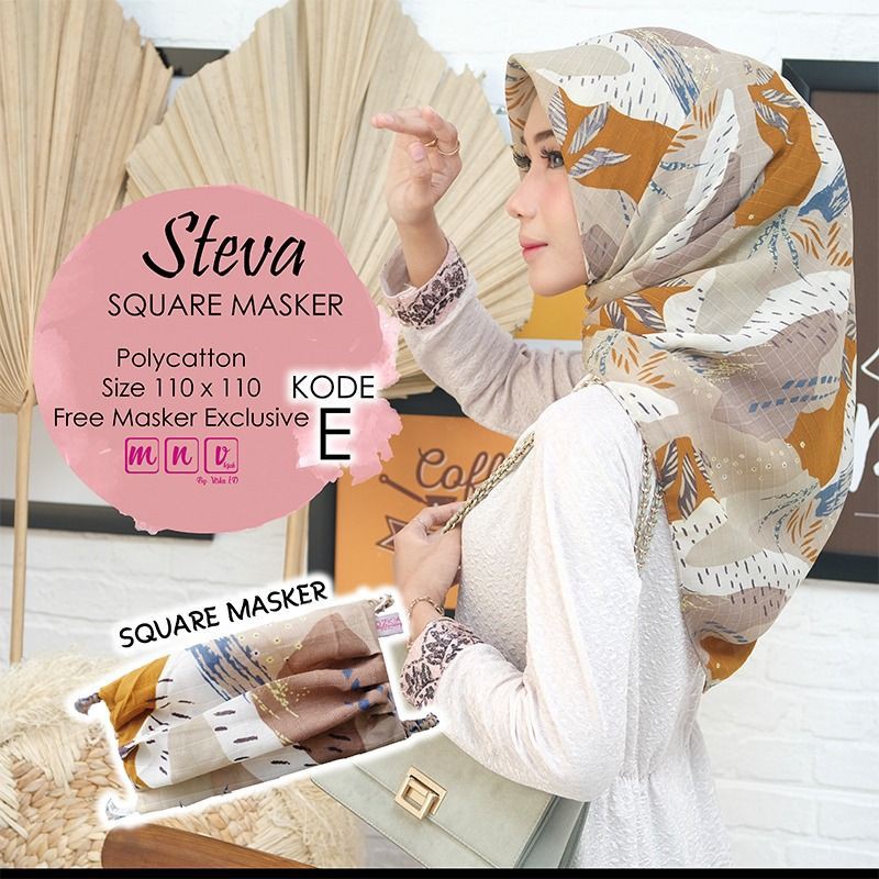 (TERBARU) STEVA SQUARE MASKER HIJAB SEGI EMPAT l JILBAB l  HIJAB INSTAN TERMURAH ORI By RAQUMI X MNV