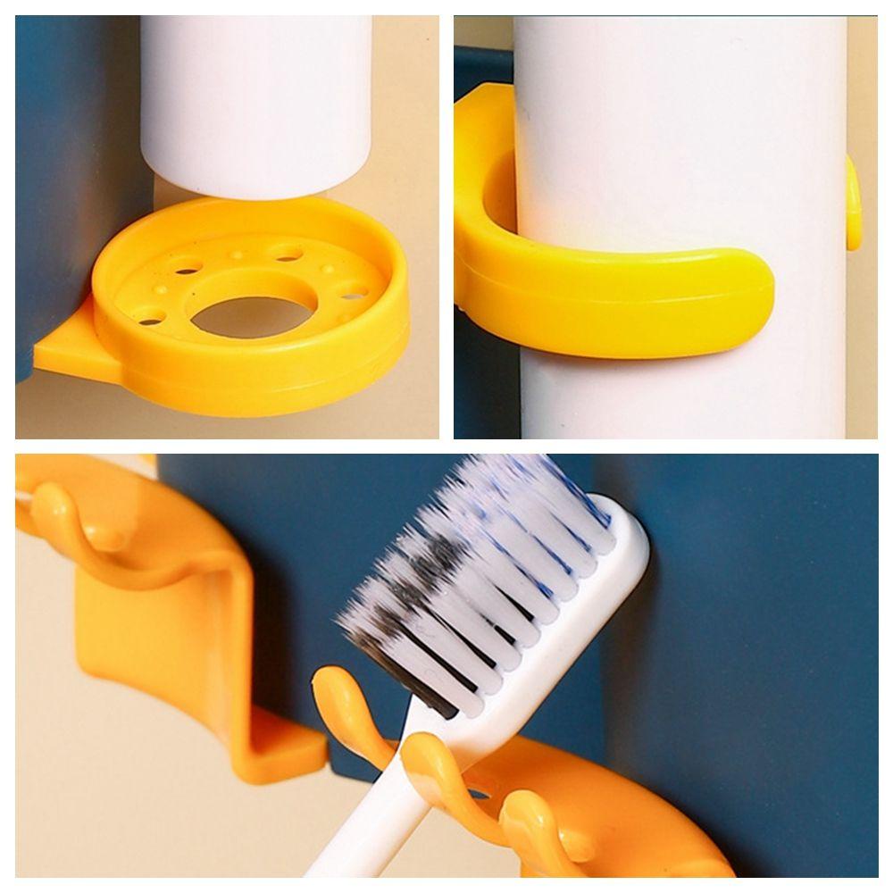 Solighter Tempat Sikat Gigi Rumah Tangga Home &amp; Living Self-adhesive Aksesori Kamar Mandi Drain Rak Penyimpanan Odol Multi-Fungsional
