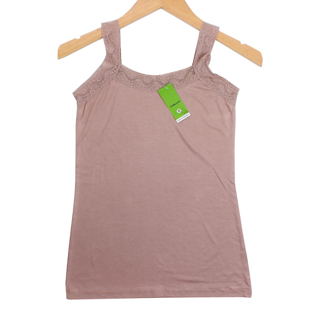 Termurah Tanktop Renda Wanita Harga Murah All Size Tengtop Cewek Camisol Tali Renda Tentop Dalaman-Mocca Premium