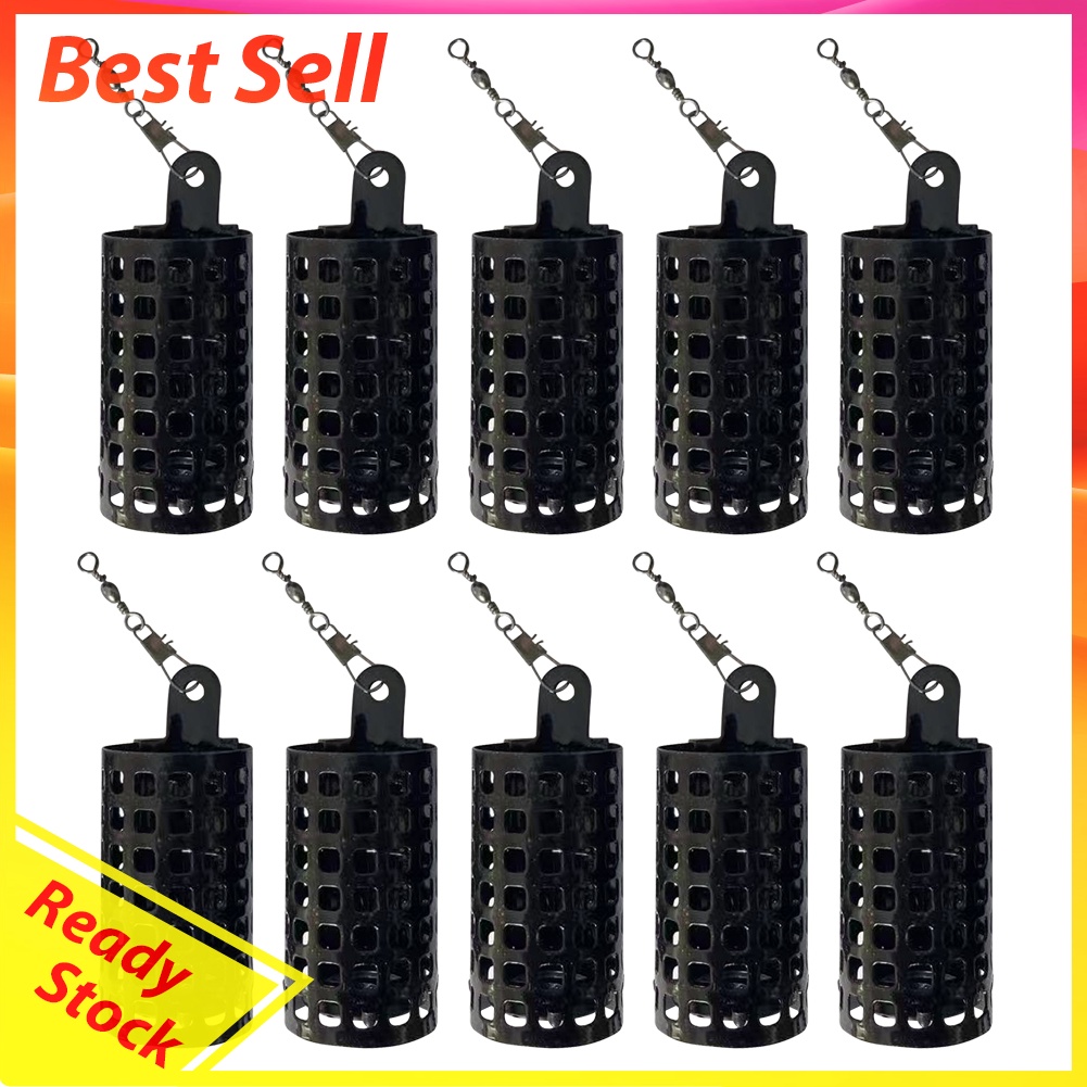 10pcs Square Fishing Bait Feeder Cages Holder Metal Lure Container Basket