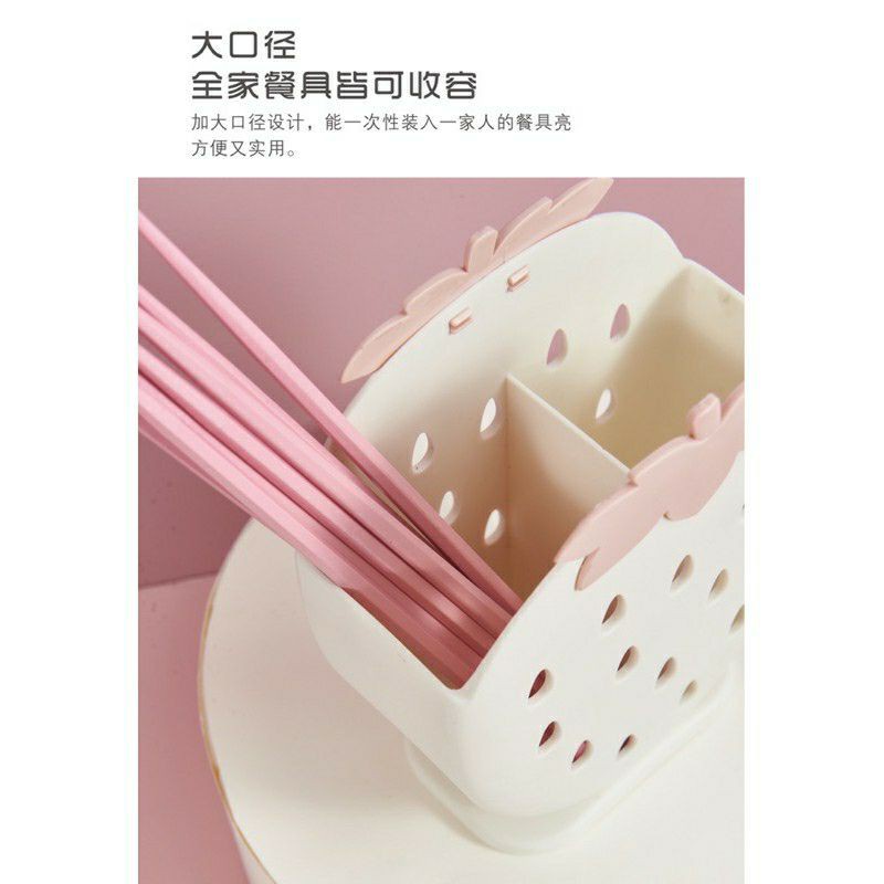 [TSS] Tempat Tirisan Sendok Garpu Motif Strawberry Lucu / Wadah Unik Motif Strawberry Serbaguna Lucu-3