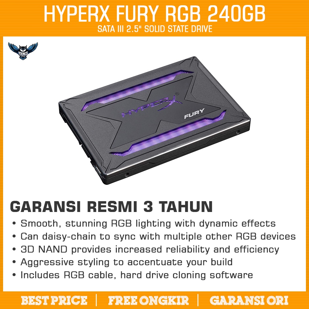 SSD Kingston HyperX Fury RGB 240GB 2.5&quot; Sata III Hyper X SHFR200/240G