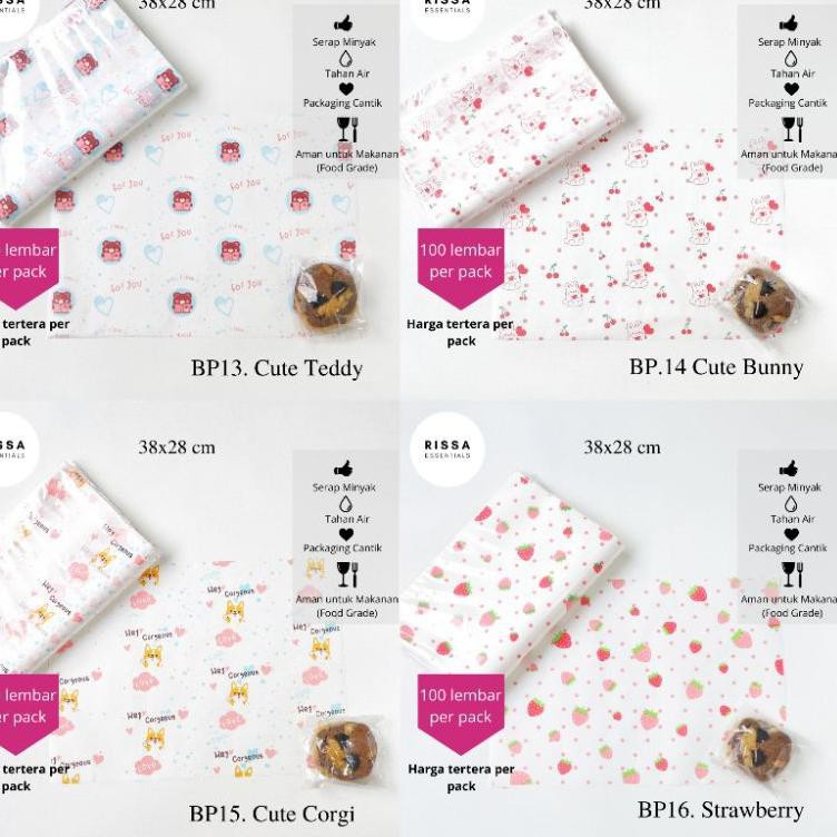 

Sangat's nyamanh BAKING PAPER MOTIF KOREA (PER BUNGKUS) ANTI GREASE WAX PAPER PARCHMENT PAPER KERTAS