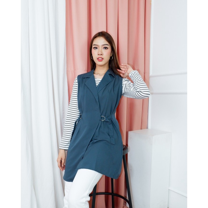 Vest Wanita Katun Panjang Outer Wanita Panjang Motif Murah Halus Bunga Jumbo S7W5 Kancing Korea Teba