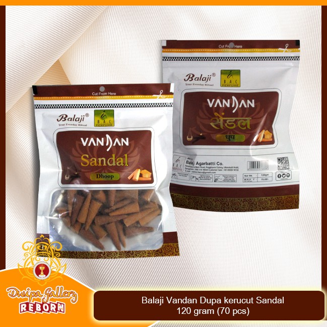 Dupa/ Hio wangi Balaji Vandan Dupa kerucut sandal 120 gram (70 pcs)