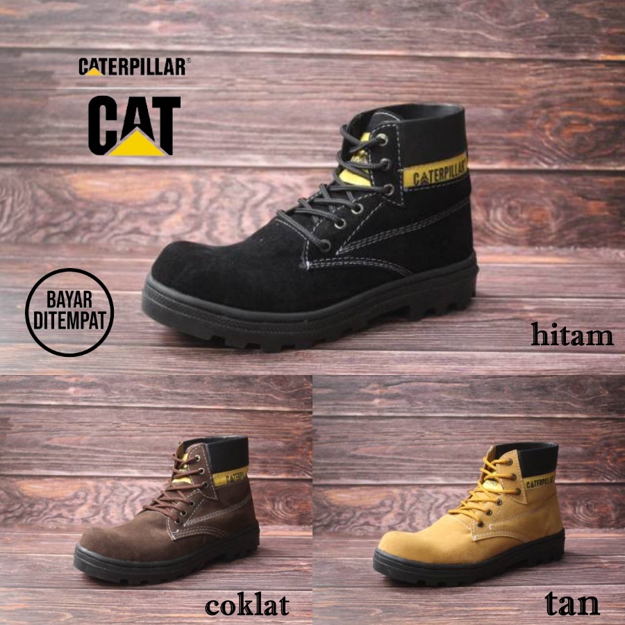 Sepatu Safety Pria CAT SBY Tinggi Terlaris Safety Boots Pria Hiking Bikers Murah Terbaru