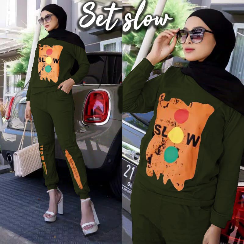 INDOBEST SETELAN SLOW WANITA / PAKAIAN LENGAN PANJANG SWEATER