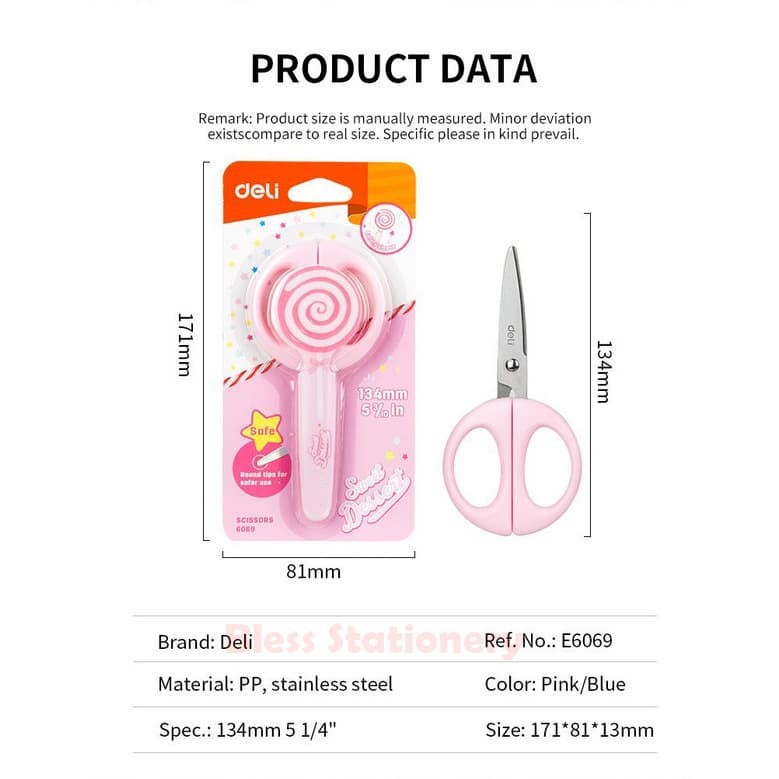 Deli Gunting dengan penutup Gunting lolipop Gunting lolypop Fancy scissors - E6069-4
