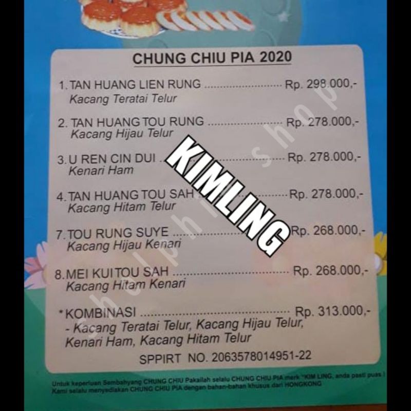 

MOONCAKE KIMLING 2020 1 BOX ISI 4 PSC