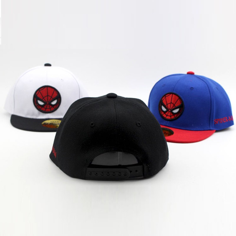 Topi Baseball Motif Print Kartun Spiderman Bahan Katun Gaya Hip Hop Untuk Anak Laki-Laki / Perempuan