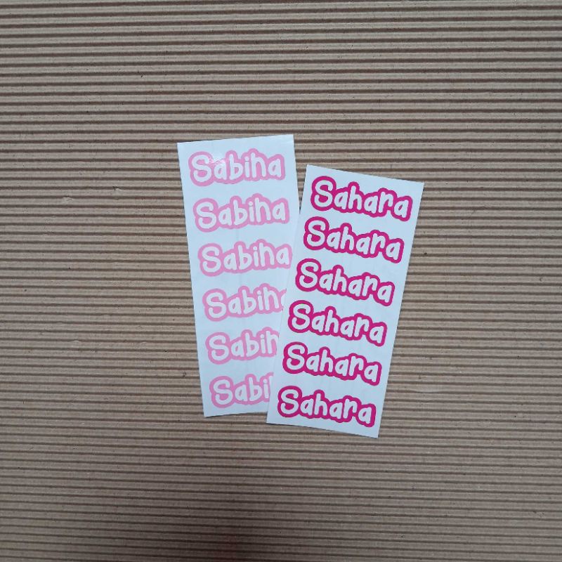 

stiker nama WaterProof baground warna