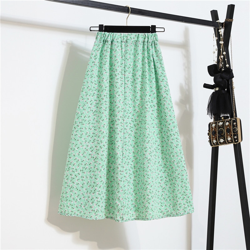 Daisy/Rok Sifon Panjang Tengah Wanita Daisy a-Line Tinggi Bersih/rok plisket xiaozhainv