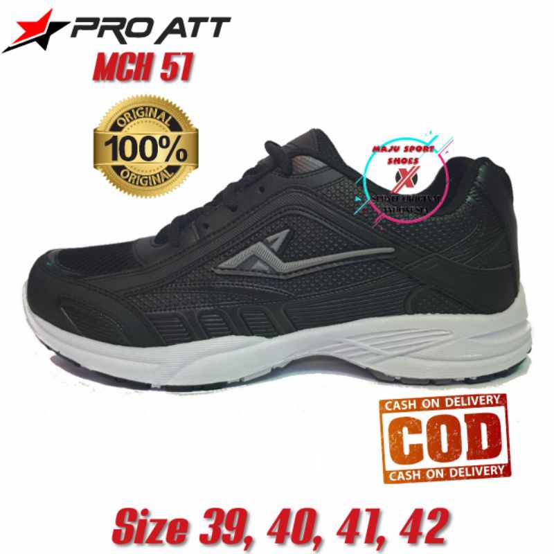 SEPATU ORIGINAL PRO ATT MCH 51 / PRO ATT MC 50 HITAM POLOS - SNEAKERS OLAHRAGA / BADMINTON / TENNIS / VOLLY / GYM / SENAM